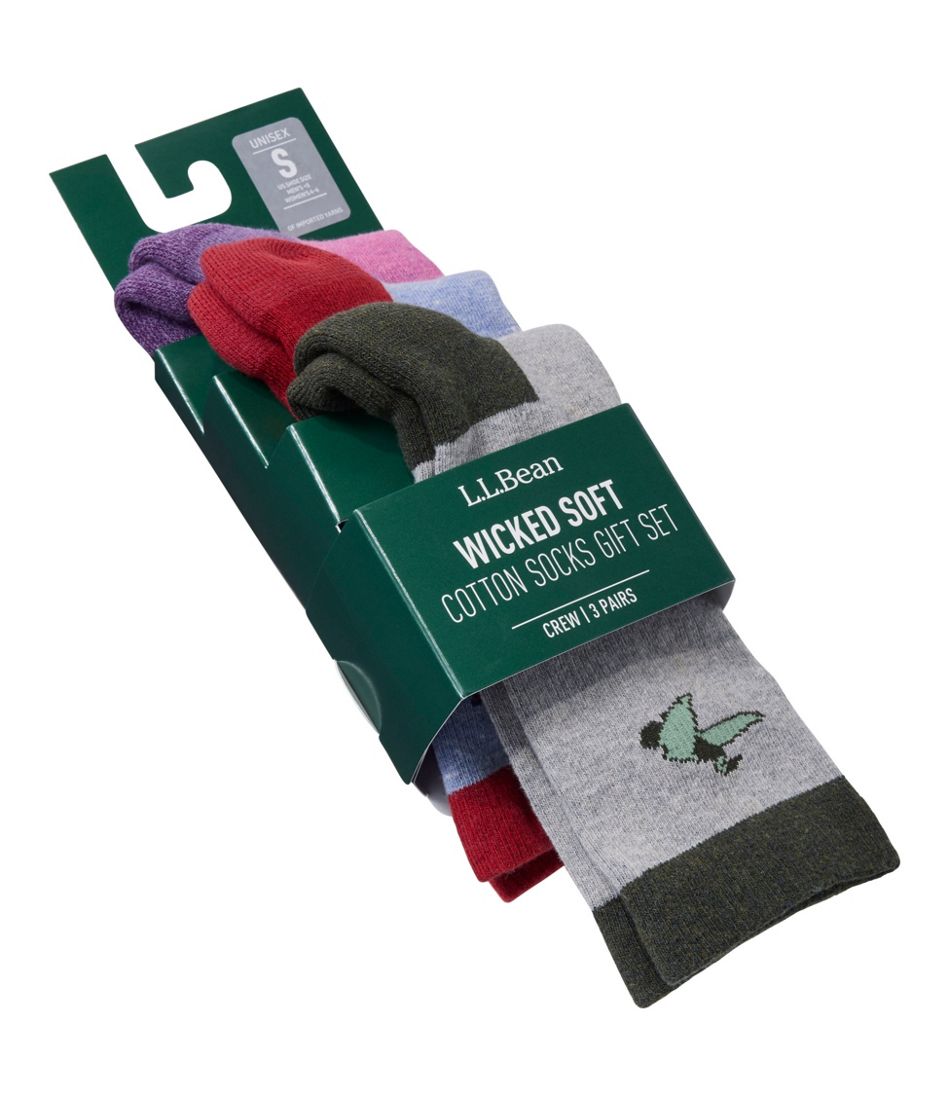 L.L.Bean Adults' Wicked Soft Cotton Socks Animal Gift Set, 3-Pack CLOTHING|FOOTWEAR