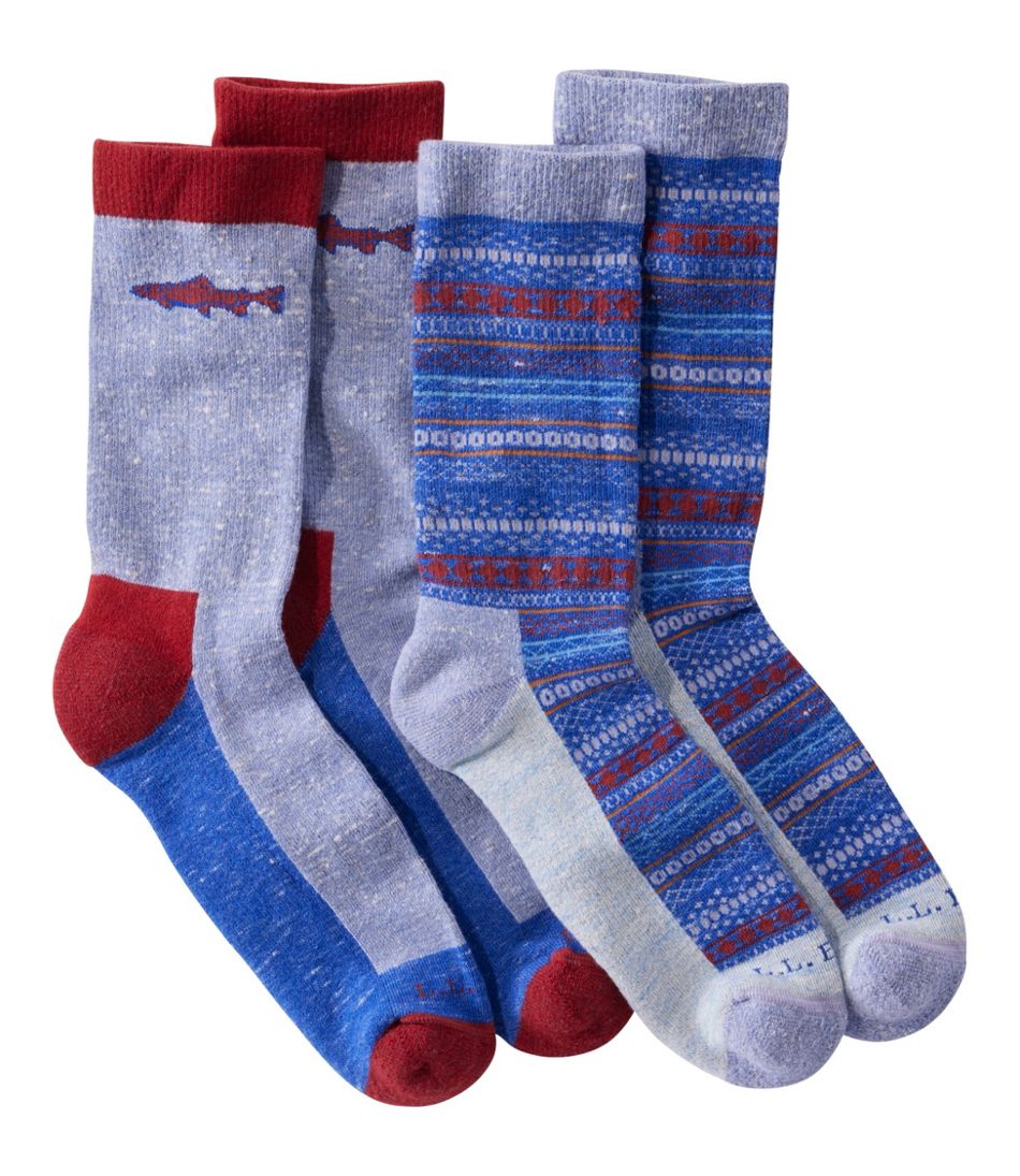 L.L.Bean Adults' Wicked Soft Cotton Socks, Novelty 2-Pack CLOTHING|FOOTWEAR