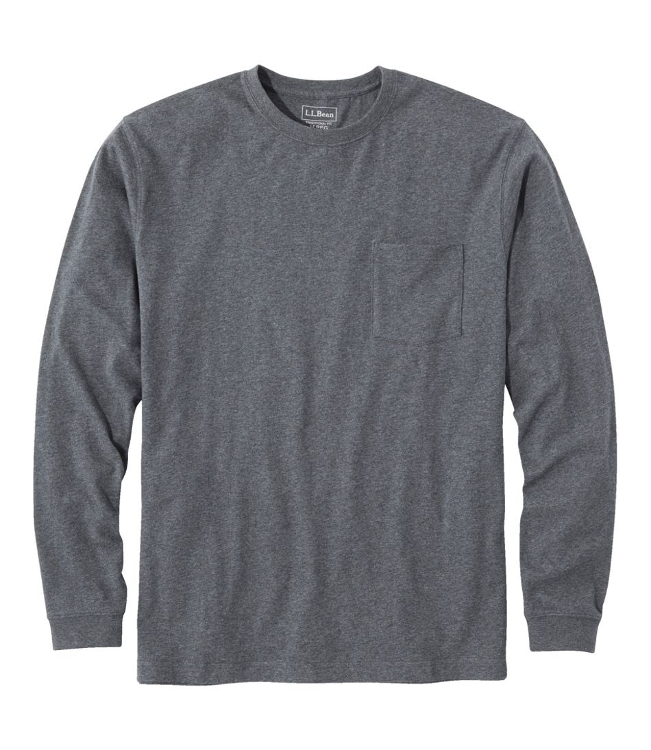 L.L.Bean Men's Carefree Unshrinkable Tee with Pocket, Traditional Fit, Long-Sleeve CLOTHING