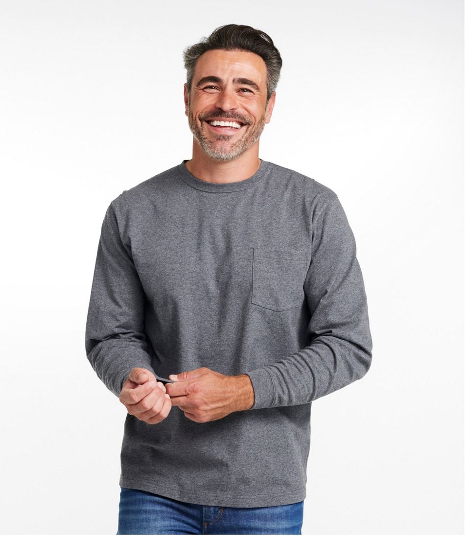 L.L.Bean Men's Carefree Unshrinkable Tee with Pocket, Traditional Fit, Long-Sleeve CLOTHING