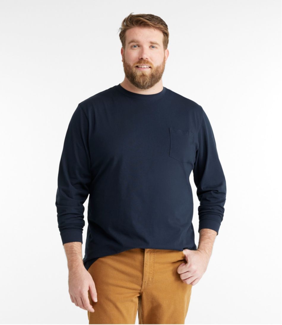 L.L.Bean Men's Carefree Unshrinkable Tee with Pocket, Traditional Fit, Long-Sleeve CLOTHING
