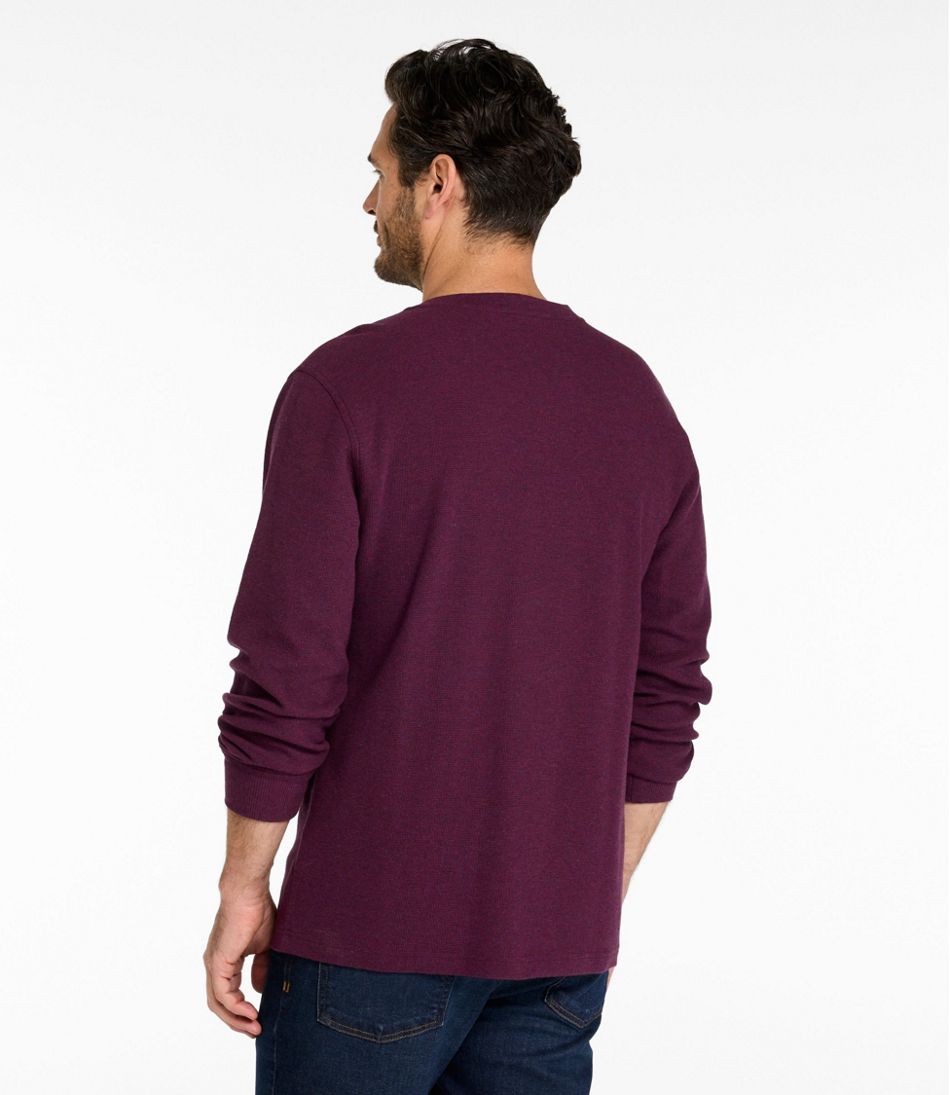 L.L.Bean Men's Unshrinkable Mini-Waffle Henley, Long-Sleeve Traditional Fit CLOTHING|SALE