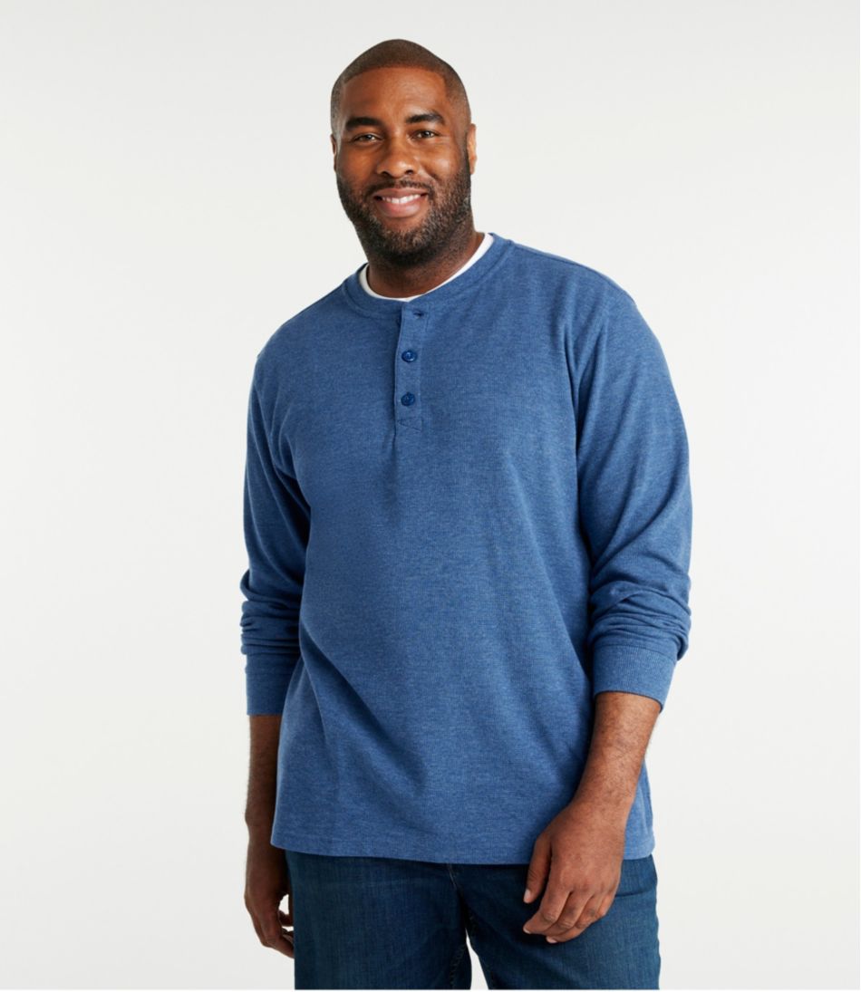 L.L.Bean Men's Unshrinkable Mini-Waffle Henley, Long-Sleeve Traditional Fit CLOTHING|SALE