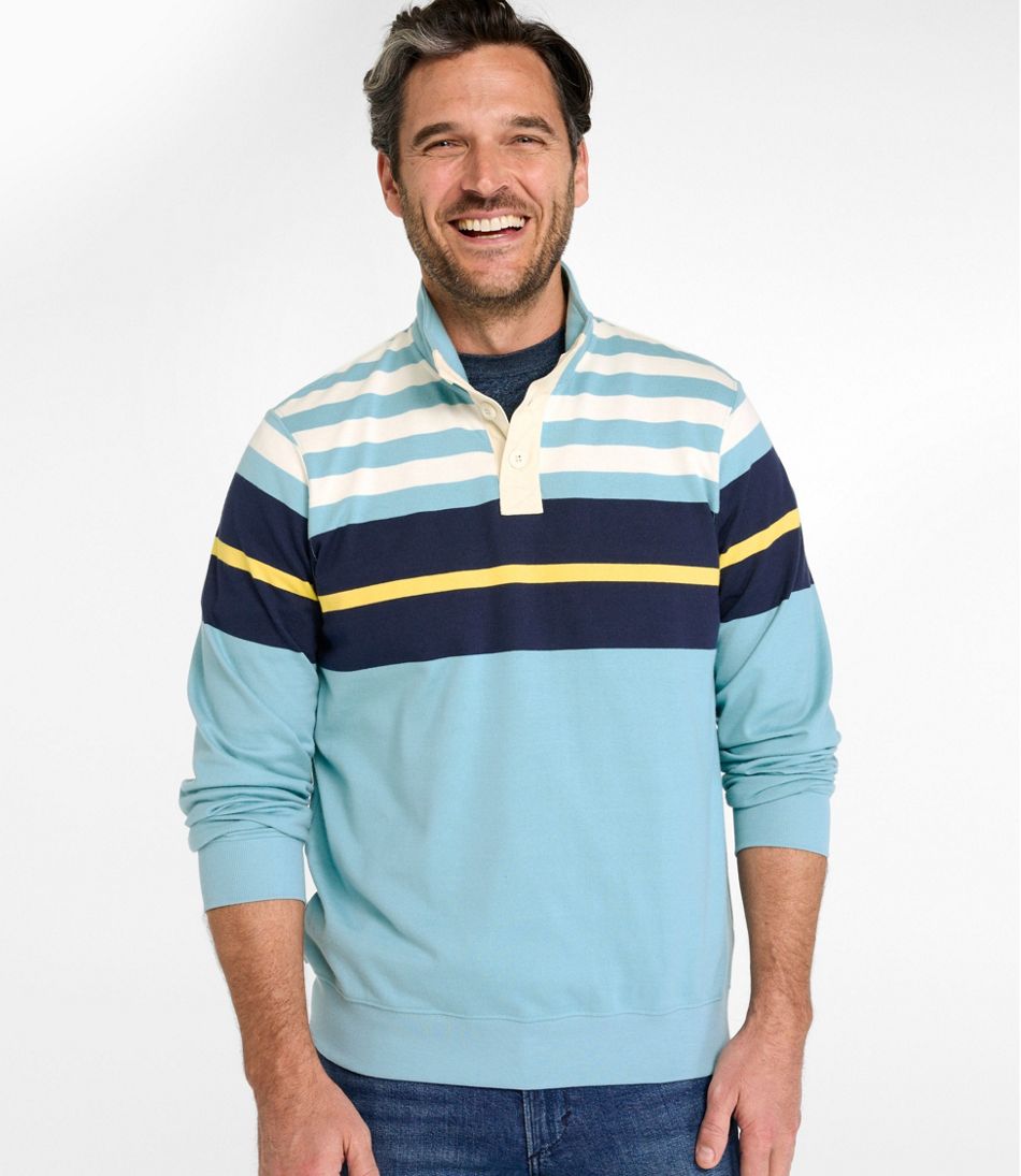 L.L.Bean Men's Bean's Vintage Soft Rugby, Mockneck, Chest Stripe CLOTHING|SALE