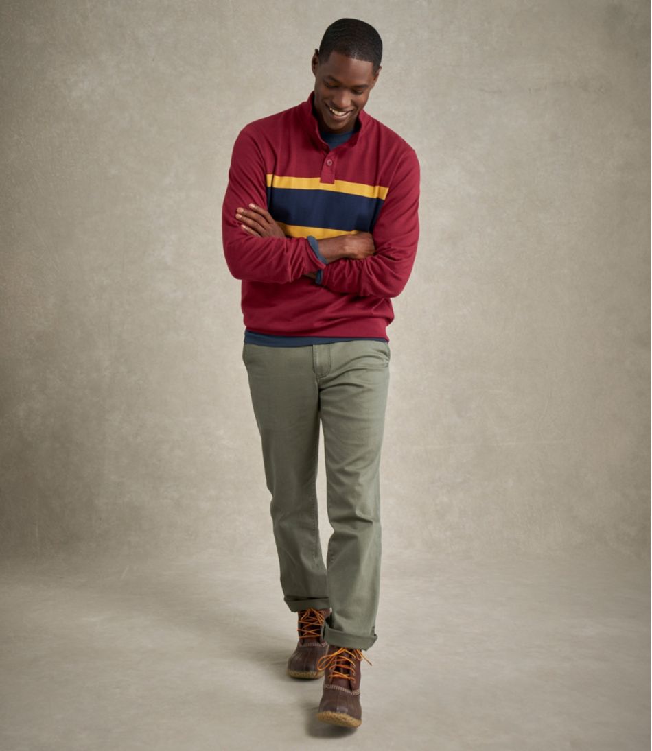 L.L.Bean Men's Bean's Vintage Soft Rugby, Mockneck, Chest Stripe CLOTHING|SALE