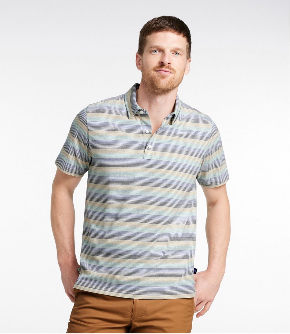 L.L.Bean Men's Comfort Stretch Performance® Pima Polo, Short-Sleeve, Stripe CLOTHING|SALE