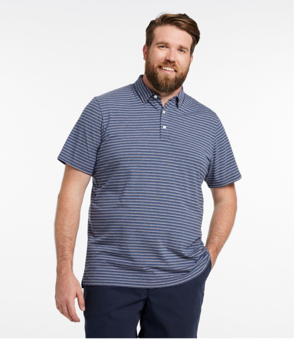 L.L.Bean Men's Comfort Stretch Performance® Pima Polo, Short-Sleeve, Stripe CLOTHING|SALE
