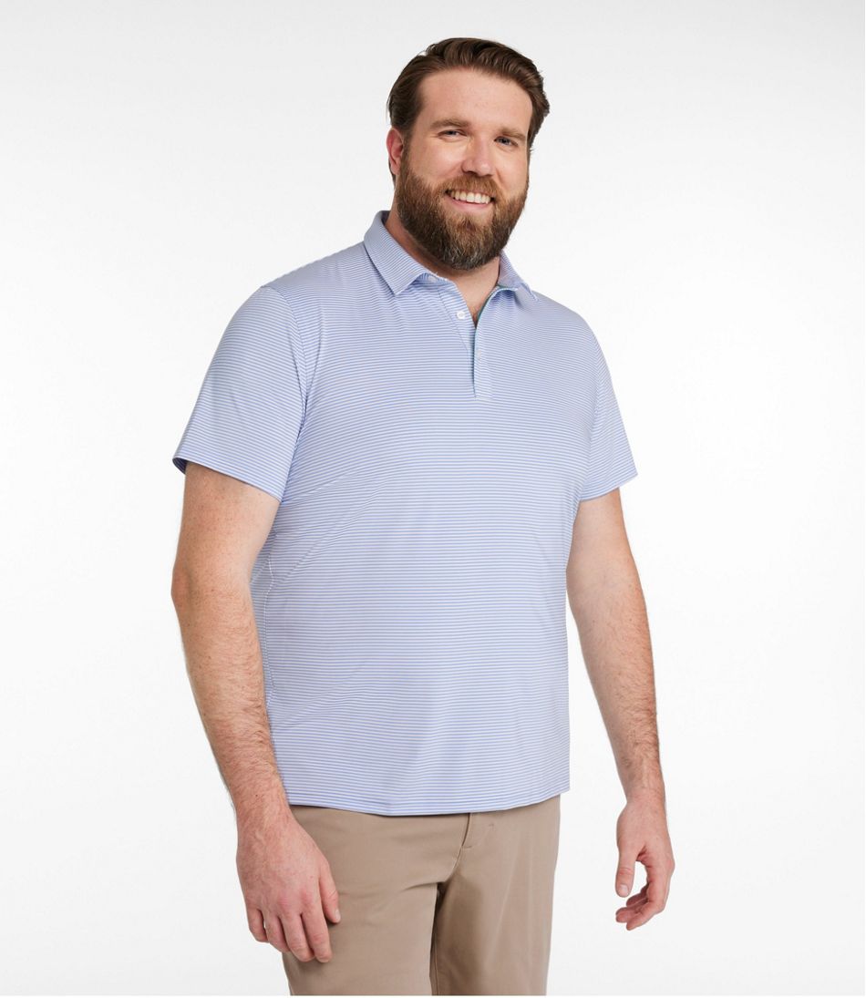L.L.Bean Men's Comfort Stretch Performance® Party Polo, Slightly Fitted, Short-Sleeve, Stripe CLOTHING