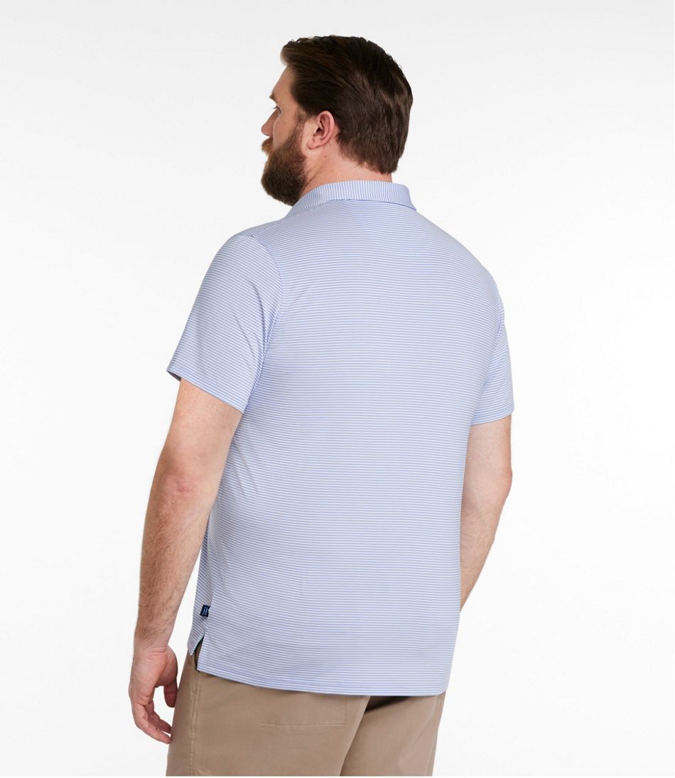 L.L.Bean Men's Comfort Stretch Performance® Party Polo, Slightly Fitted, Short-Sleeve, Stripe CLOTHING