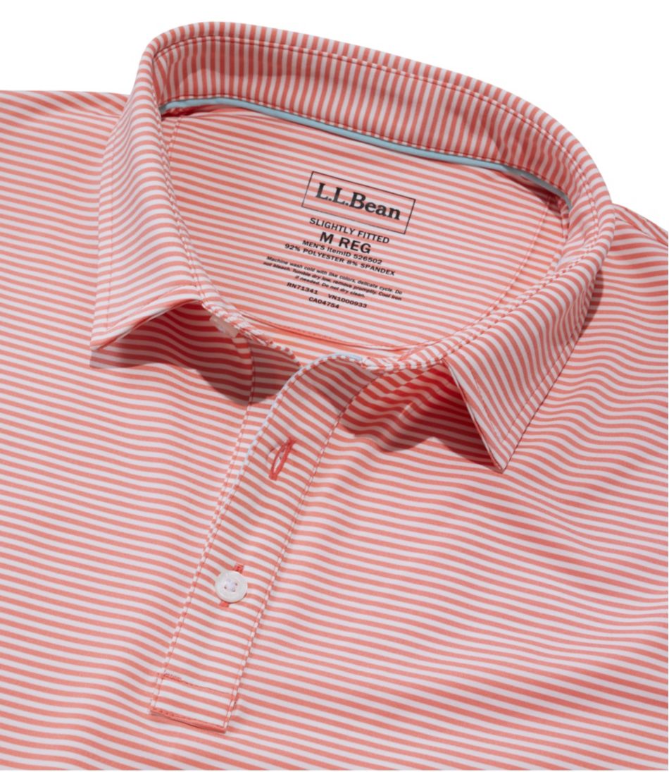 L.L.Bean Men's Comfort Stretch Performance® Party Polo, Slightly Fitted, Short-Sleeve, Stripe CLOTHING