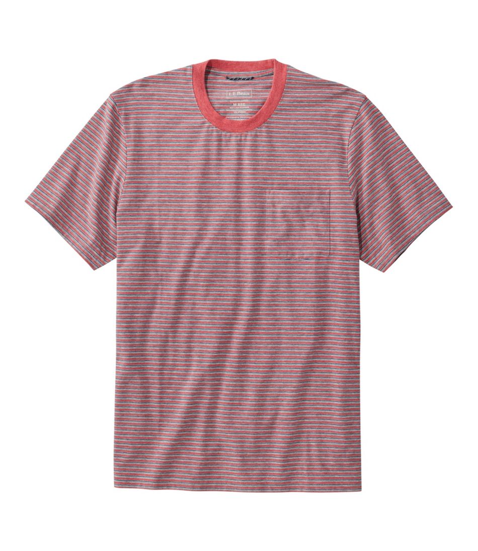 L.L.Bean Men's Comfort Stretch Performance® Pima Pocket Tee, Short-Sleeve, Stripe CLOTHING|SALE