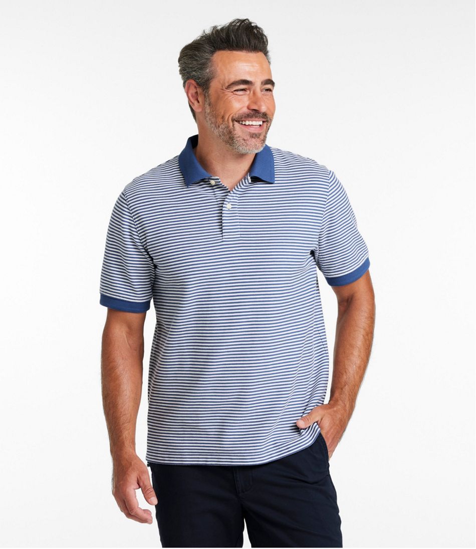 L.L.Bean Men's Premium Double L® Polo, Banded Short-Sleeve Without Pocket Stripe CLOTHING|SALE