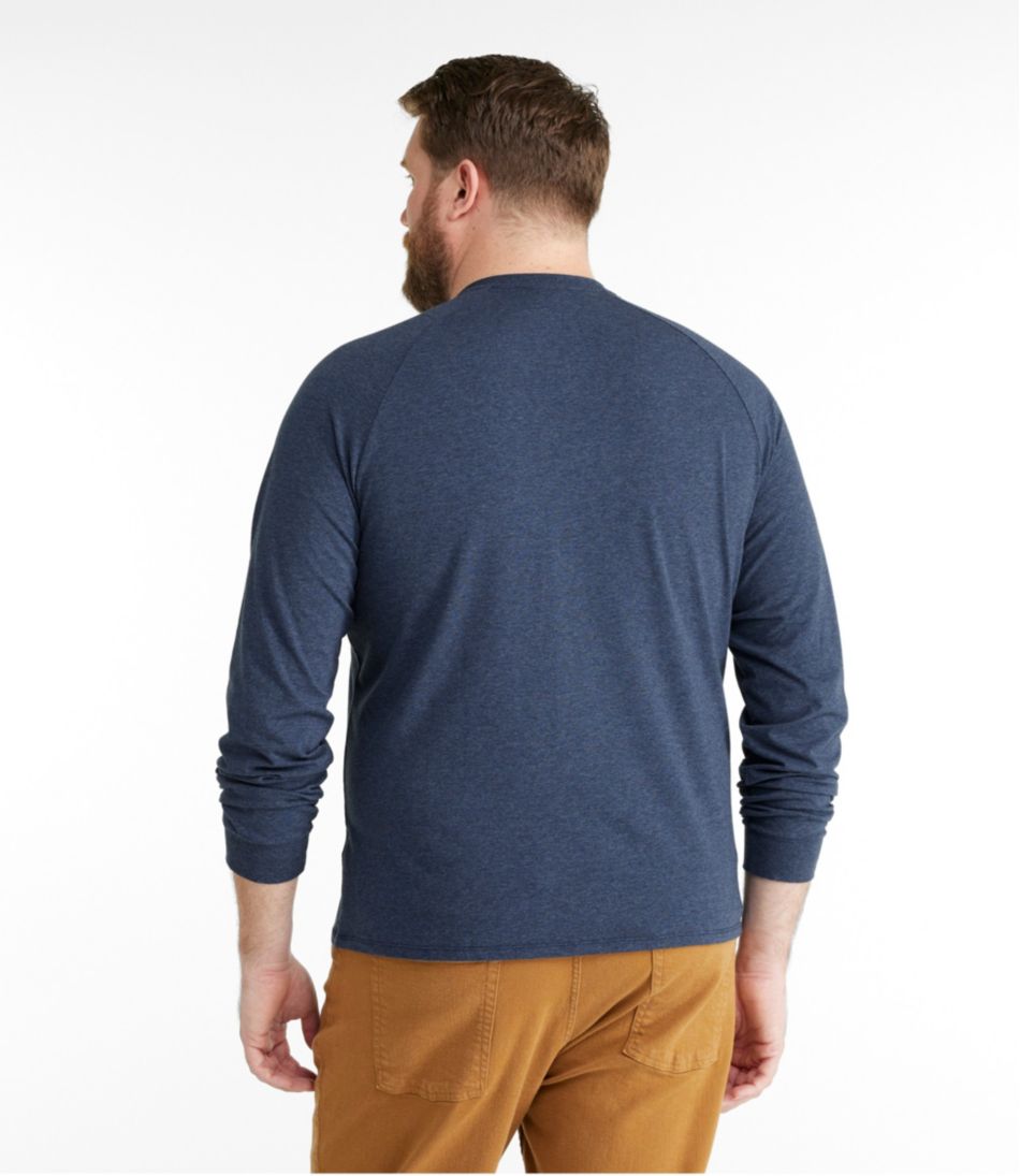 L.L.Bean Men's Comfort Stretch Pima Tee Shirt, Long-Sleeve Henley CLOTHING|SALE