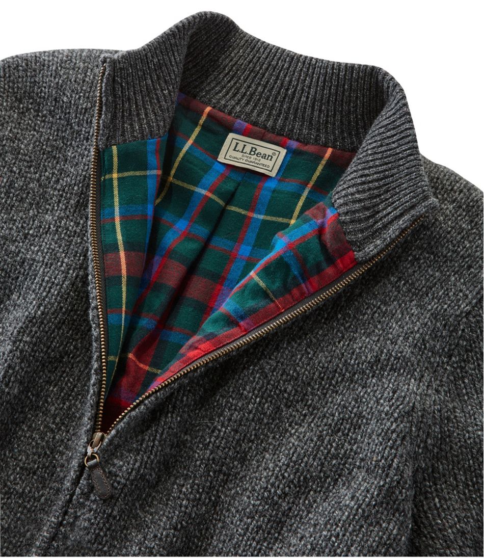 L.L.Bean Men's Classic Ragg Wool Sweater, Full-Zip Flannel-Lined CLOTHING
