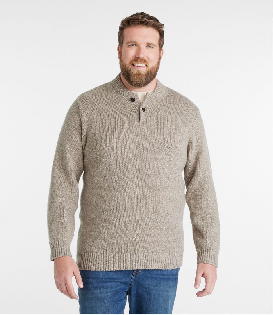 L.L.Bean Men's Classic Ragg Wool Sweater, Henley CLOTHING