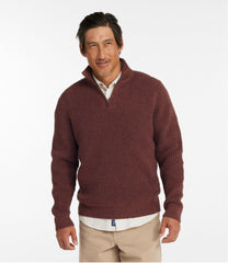 L.L.Bean Men's Organic Cotton Waffle Sweater, Quarter Zip CLOTHING