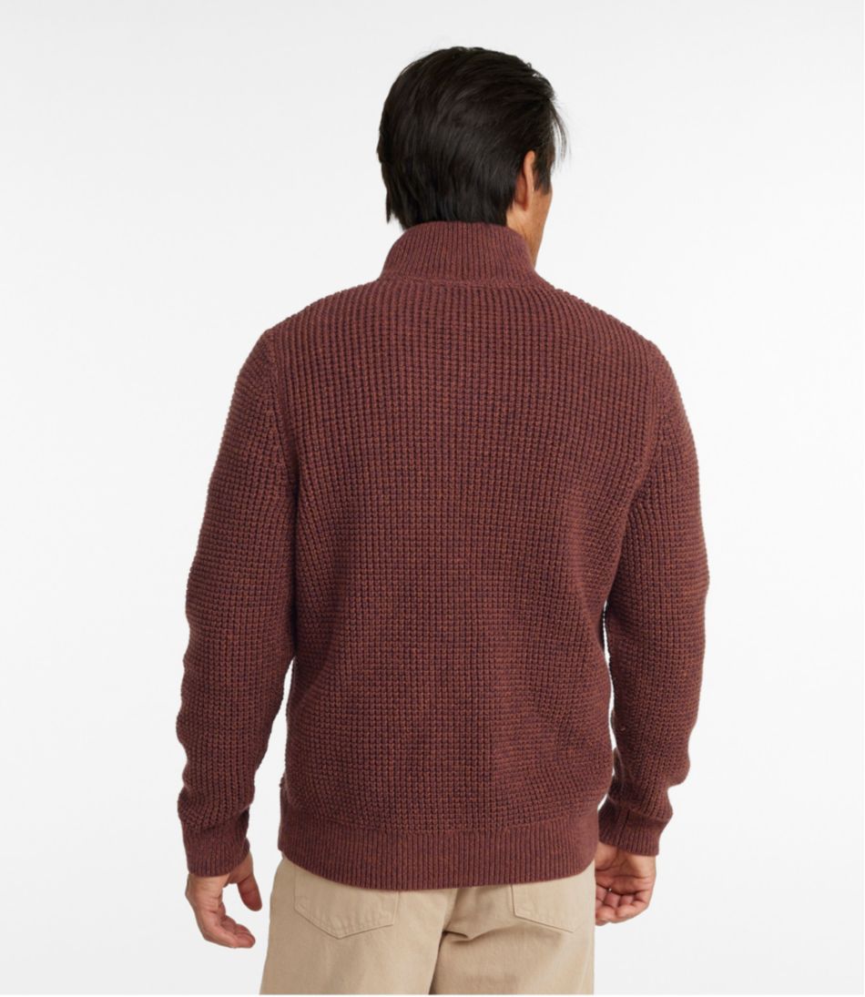 L.L.Bean Men's Organic Cotton Waffle Sweater, Quarter Zip CLOTHING