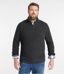 L.L.Bean Men's Organic Cotton Waffle Sweater, Quarter Zip CLOTHING