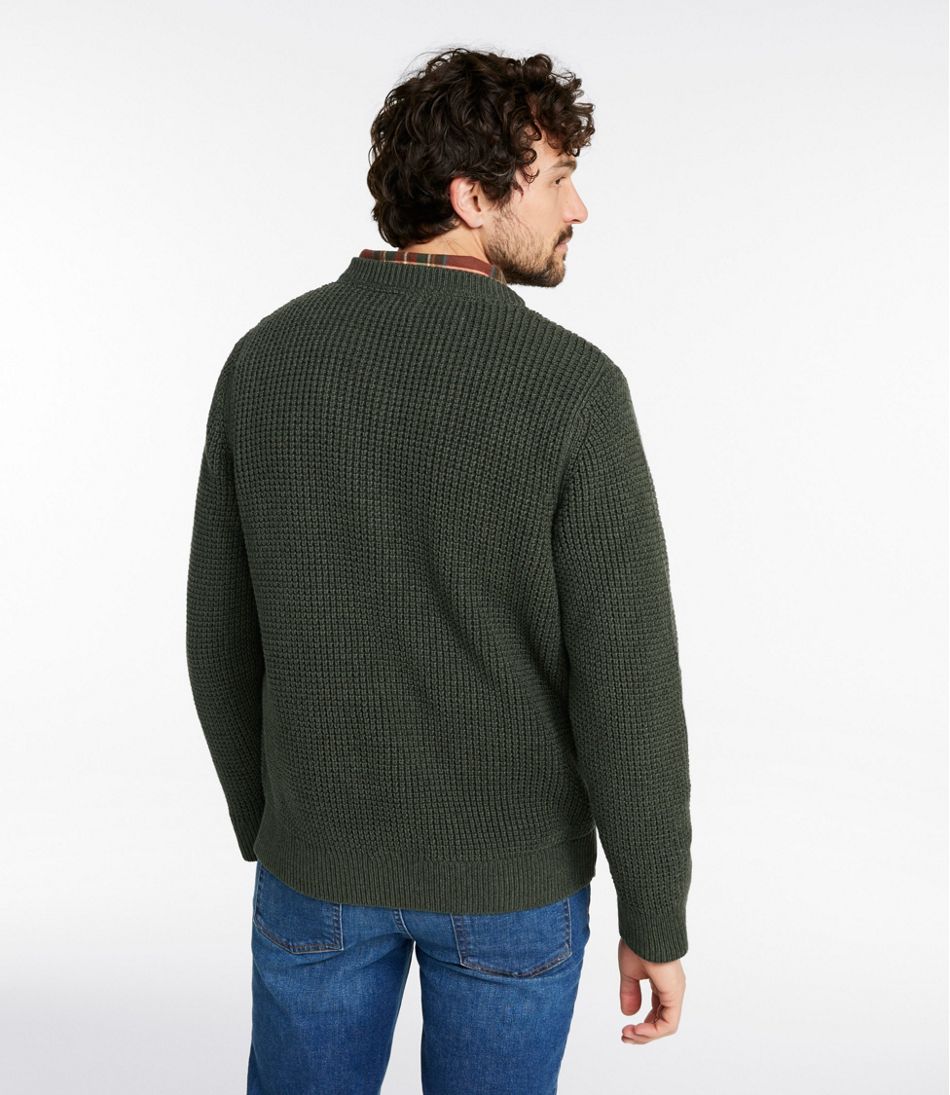 L.L.Bean Men's Organic Cotton Waffle Sweater, Henley CLOTHING