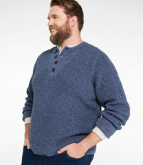 L.L.Bean Men's Organic Cotton Waffle Sweater, Henley CLOTHING