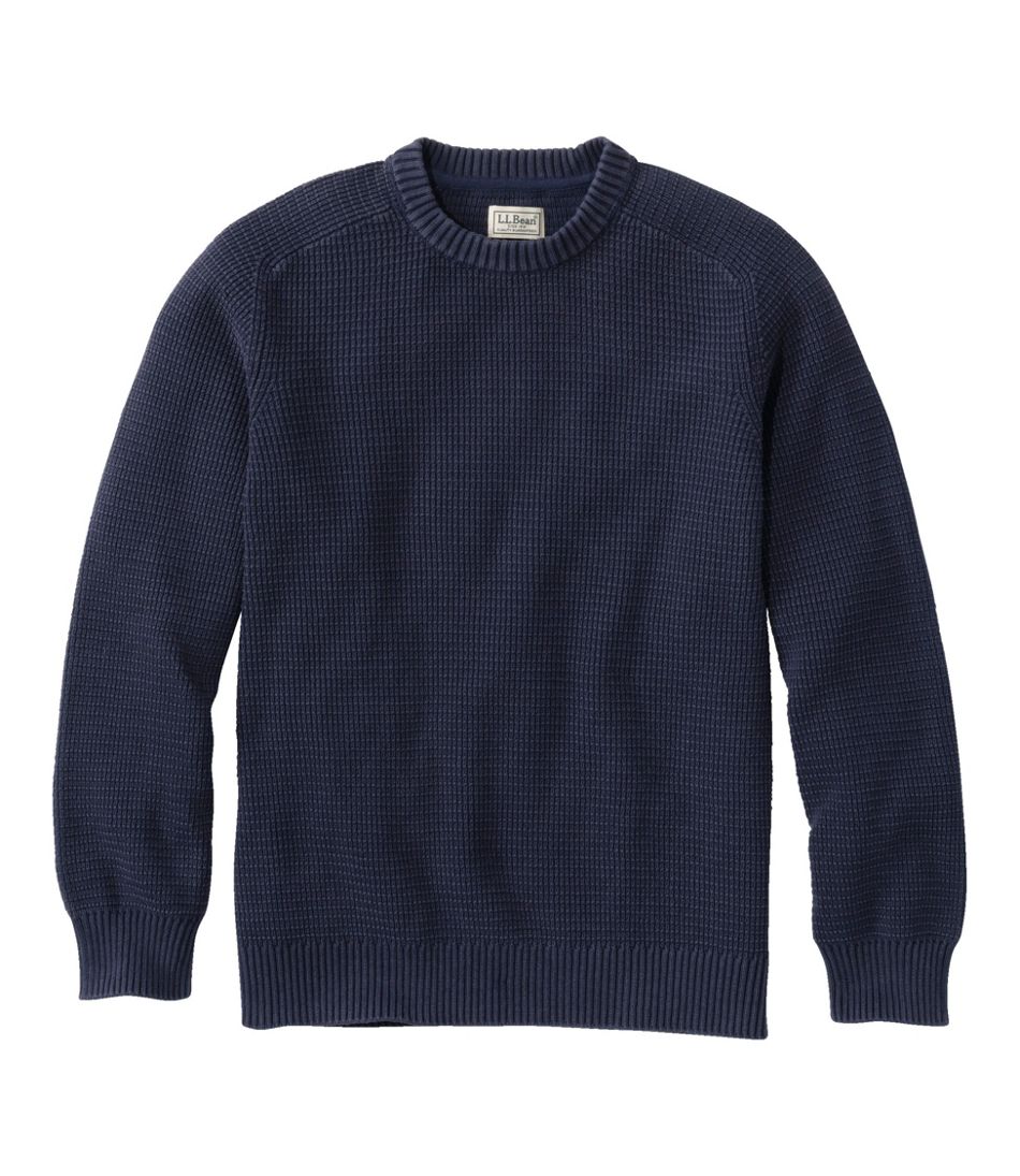 L.L.Bean Men's Sunwashed Textured Cotton Sweater, Crewneck CLOTHING|SALE
