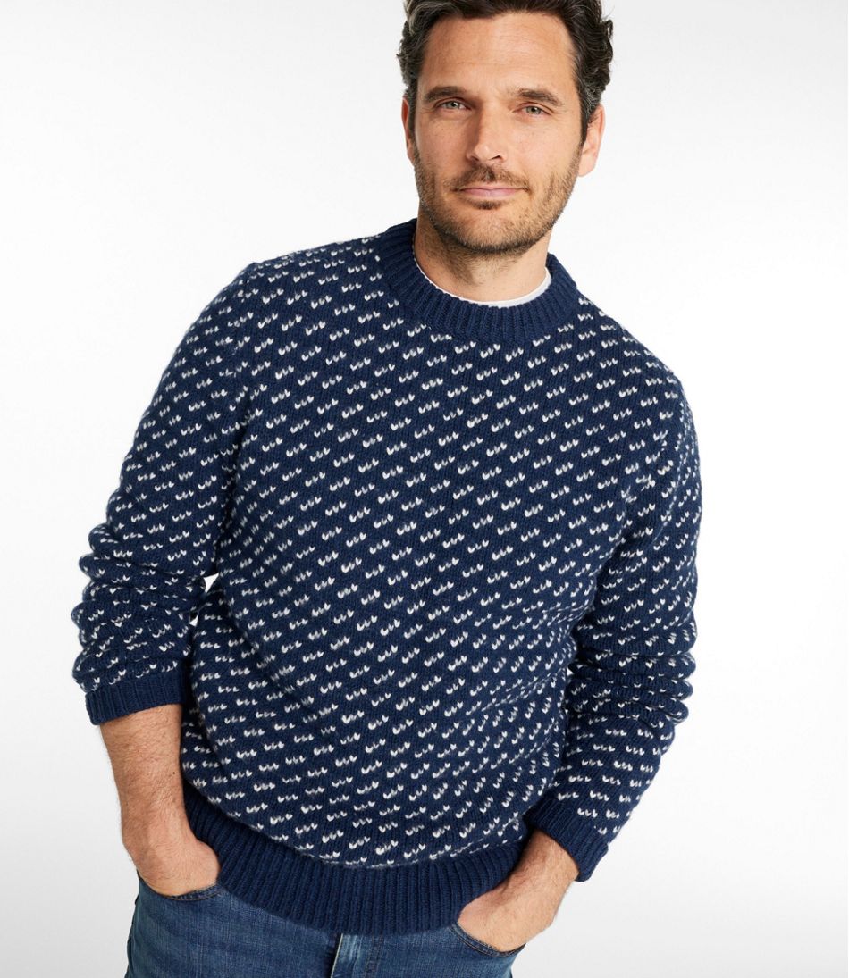 L.L.Bean Men's Bean's Classic Ragg Wool Sweater, Crewneck, Bird's-Eye CLOTHING