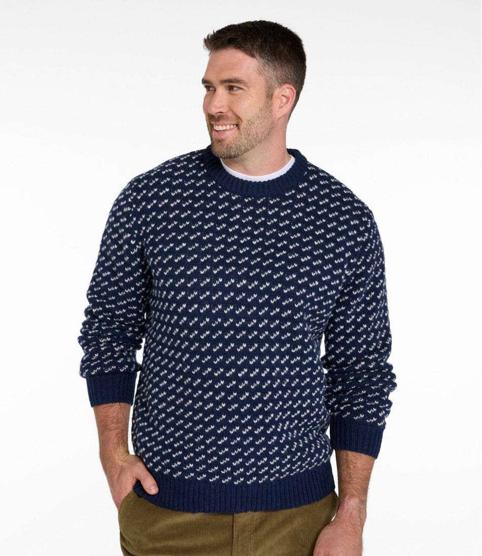 L.L.Bean Men's Bean's Classic Ragg Wool Sweater, Crewneck, Bird's-Eye CLOTHING