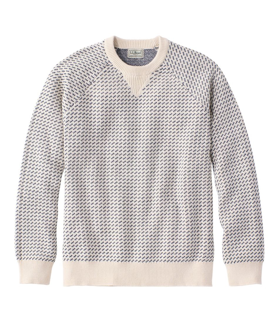 L.L.Bean Men's Wicked Soft Cotton/Cashmere Sweater, Crewneck, Pattern CLOTHING