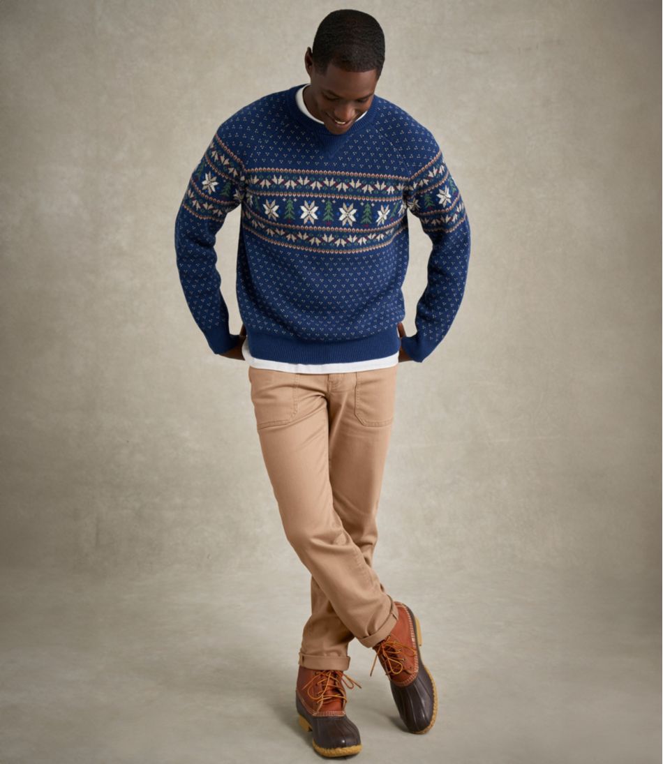 L.L.Bean Men's Wicked Soft Cotton/Cashmere Sweater, Crewneck, Pattern CLOTHING