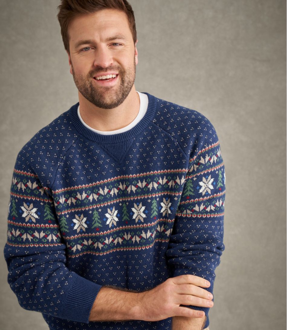 L.L.Bean Men's Wicked Soft Cotton/Cashmere Sweater, Crewneck, Pattern CLOTHING