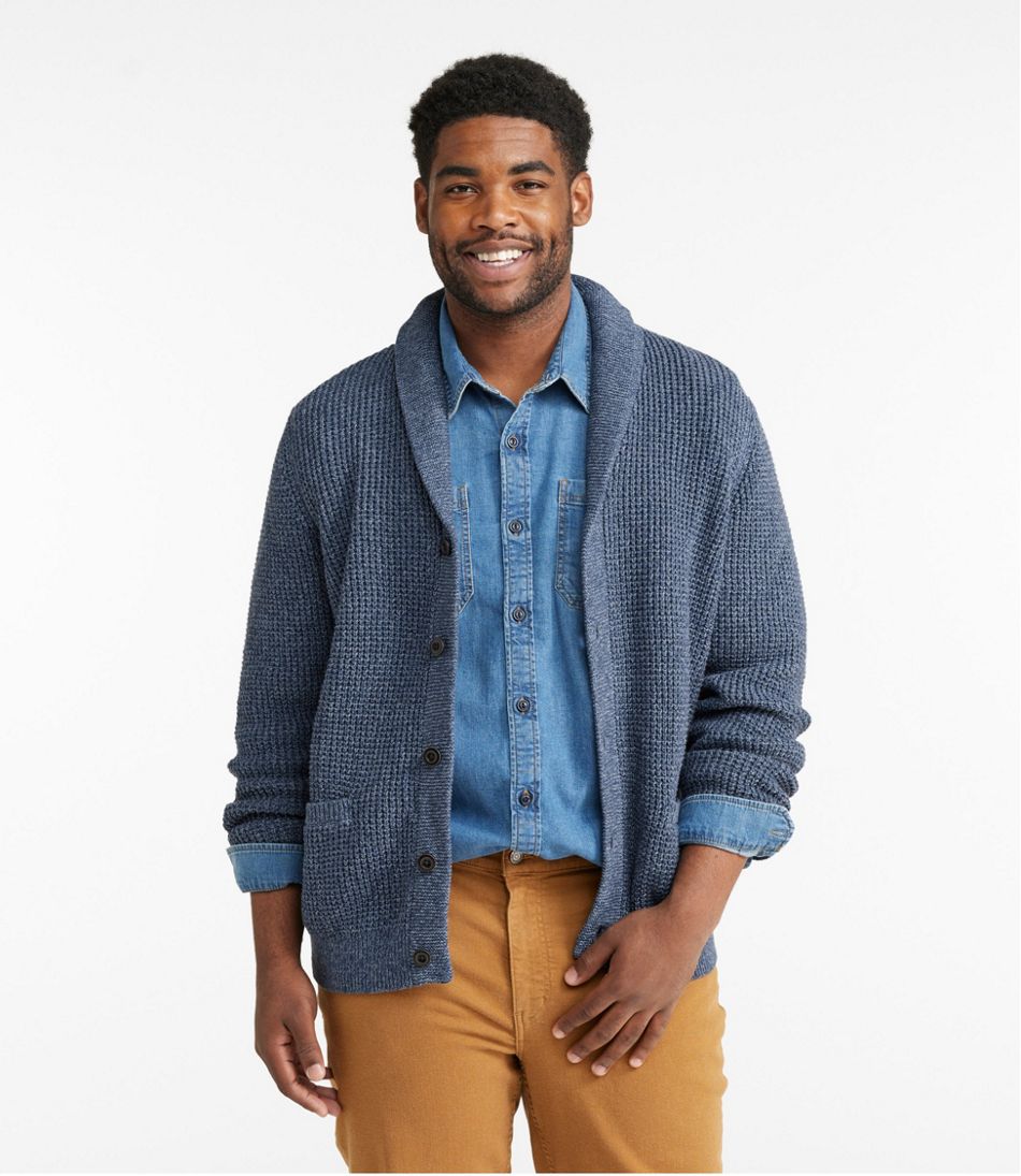 L.L.Bean Men's Organic Cotton Waffle Sweater, Cardigan CLOTHING