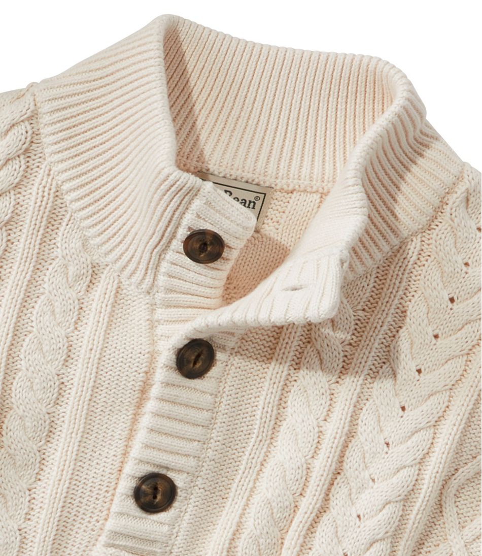 L.L.Bean Men's Bean's Heritage Soft Cotton Fisherman Sweater, Button-Mock CLOTHING|SALE
