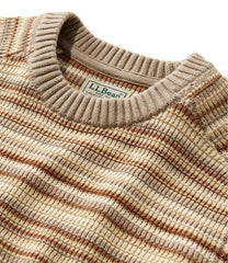 L.L.Bean Men's Sunwashed Textured Cotton Sweater, Crewneck, Stripe CLOTHING|SALE