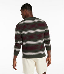 L.L.Bean Men's Organic Cotton Waffle Sweater, Rollneck Crew, Stripe CLOTHING|SALE