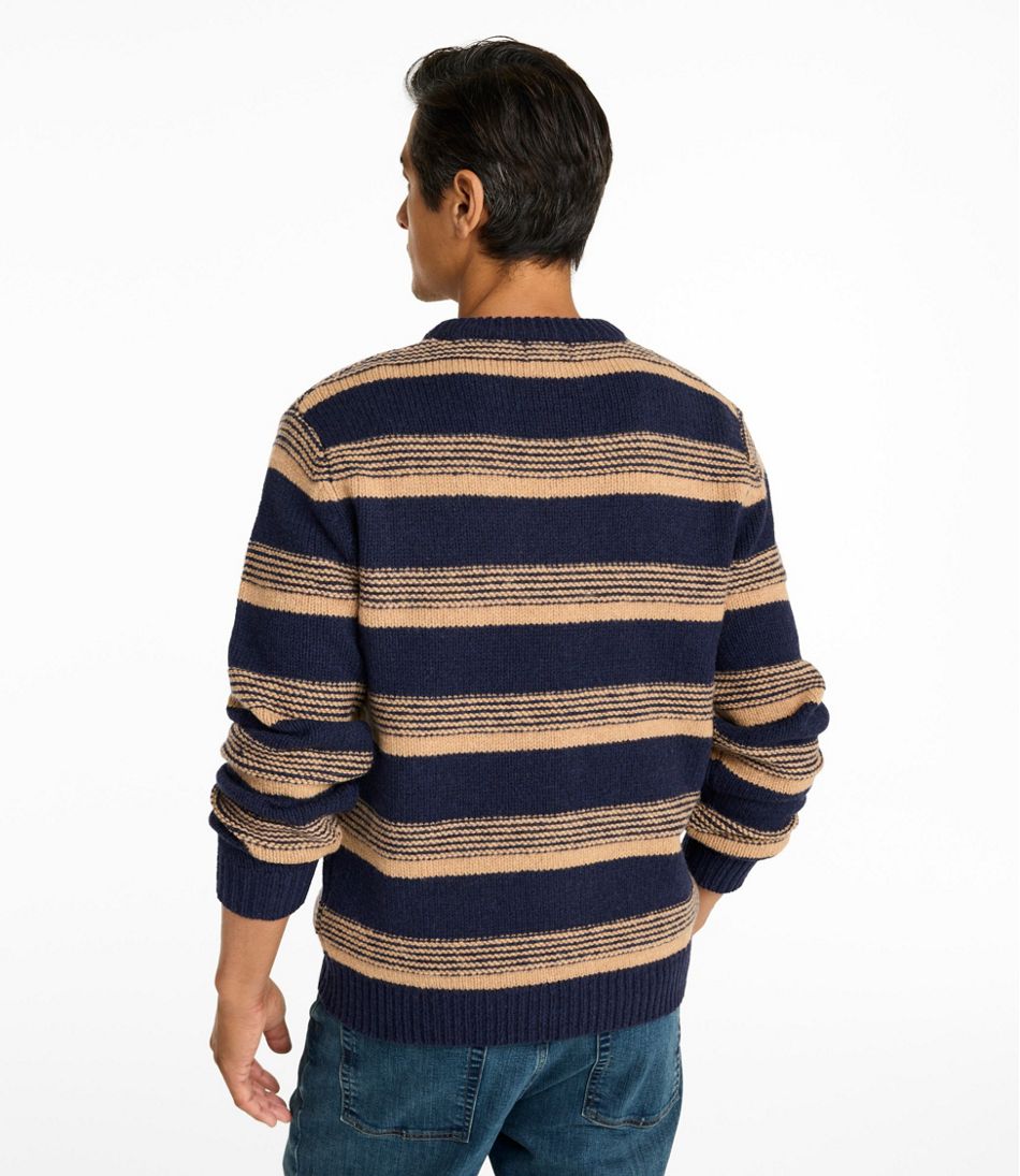 L.L.Bean Men's Bean's Classic Ragg Wool Sweater, Crewneck, Stripe CLOTHING