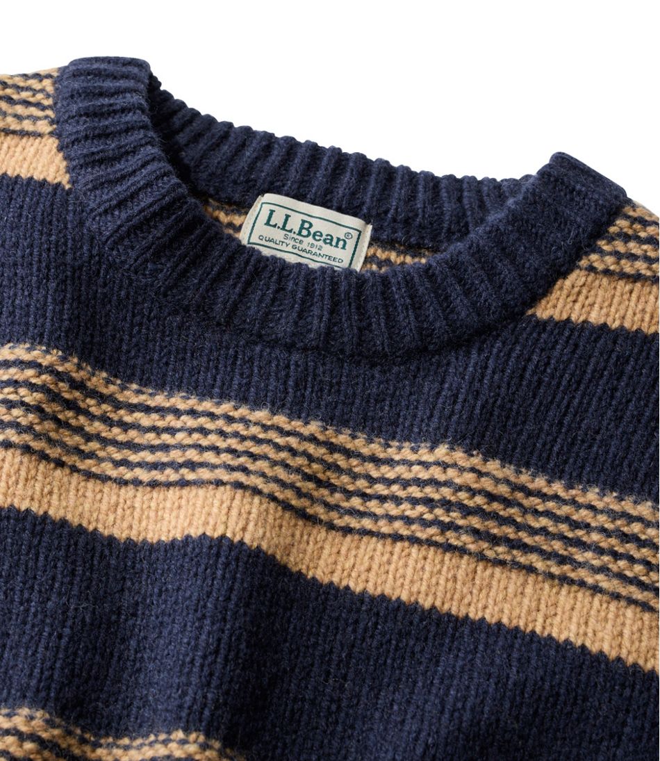 L.L.Bean Men's Bean's Classic Ragg Wool Sweater, Crewneck, Stripe CLOTHING