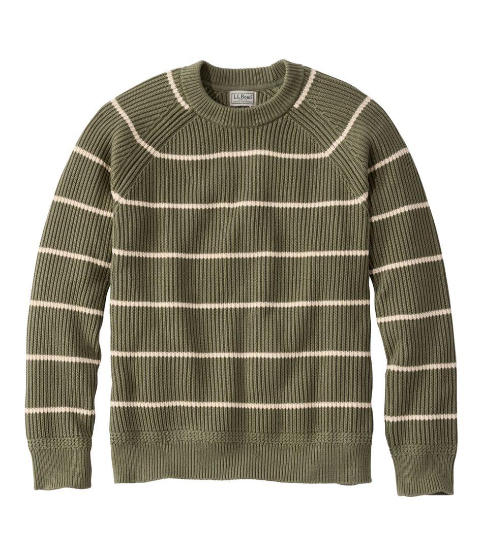 L.L.Bean Men's Mariner Rib Crew Sweater, Stripe CLOTHING