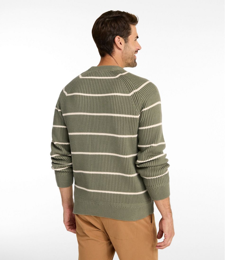 L.L.Bean Men's Mariner Rib Crew Sweater, Stripe CLOTHING