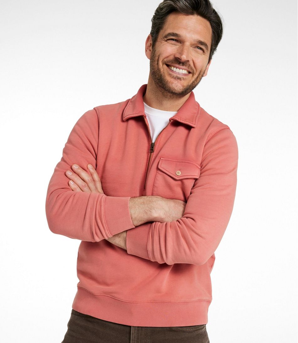 L.L.Bean Men's Sunwashed Sweatshirt, Quarter-Zip Polo, Long-Sleeve CLOTHING