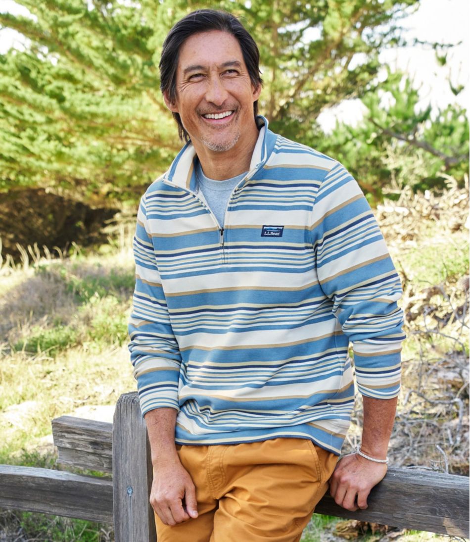 L.L.Bean Men's Comfort Stretch Performance® Piqué, Quarter-Zip Pullover, Stripe CLOTHING|SALE