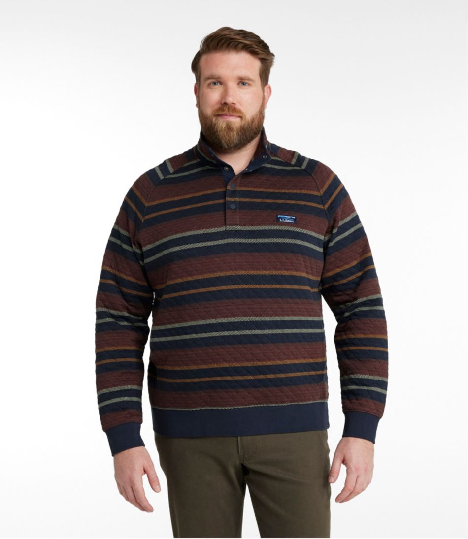 L.L.Bean Men's Quilted Sweatshirt, Mockneck, Stripe CLOTHING|SALE