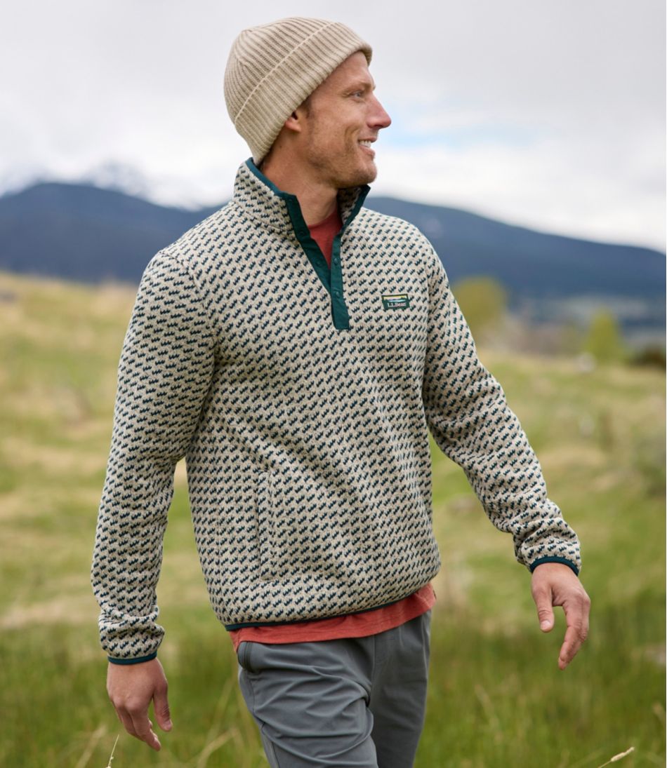 L.L.Bean Men's Sweater Fleece Pullover, Print CLOTHING|SALE