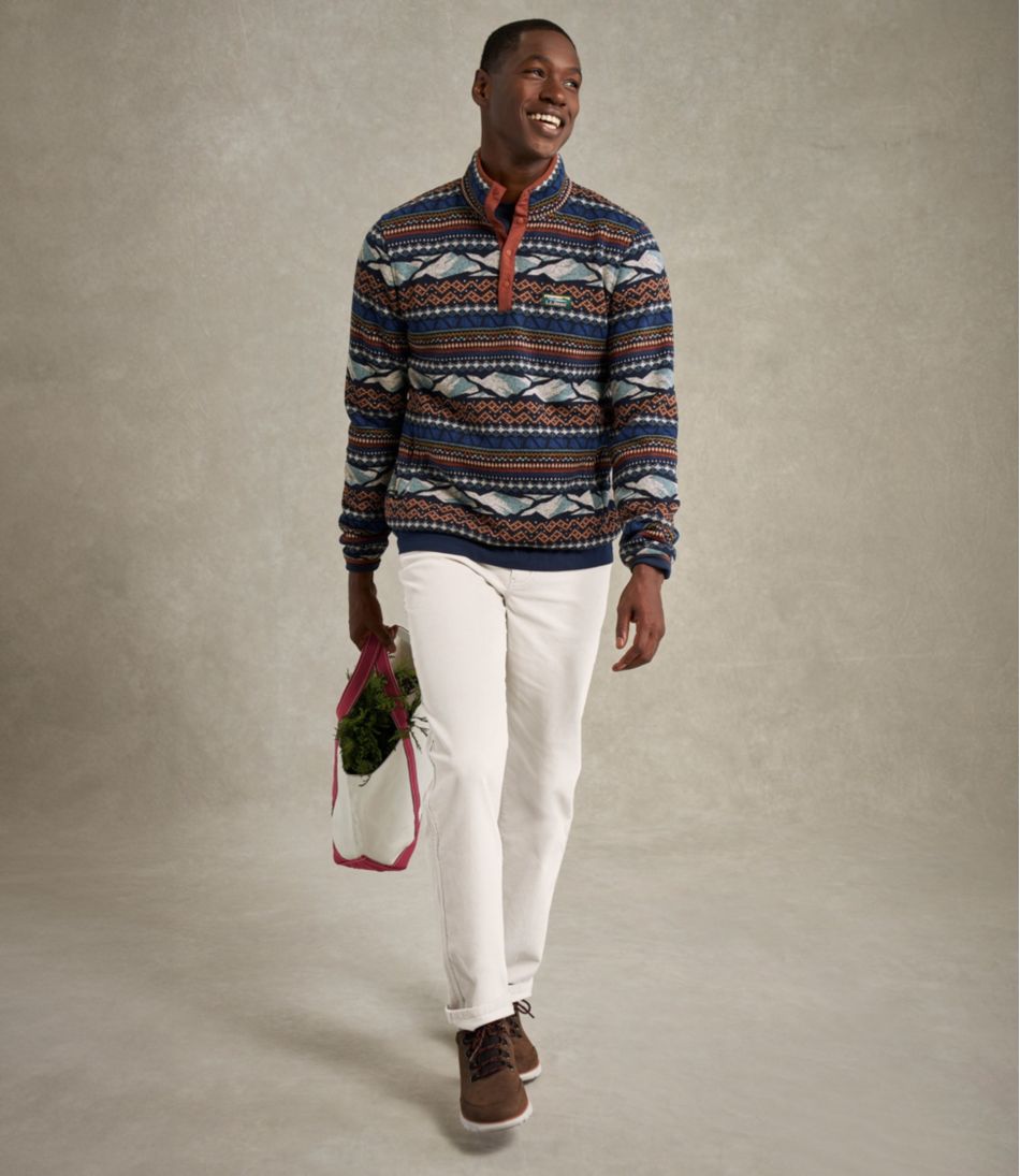 L.L.Bean Men's Sweater Fleece Pullover, Print CLOTHING|SALE