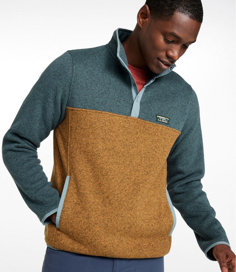 L.L.Bean Men's Sweater Fleece Pullover, Colorblock CLOTHING|SALE