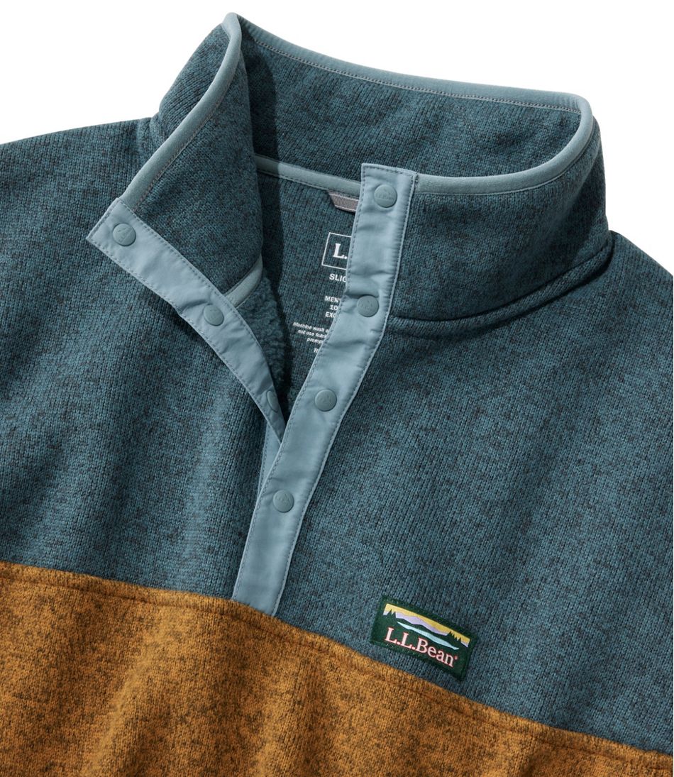 L.L.Bean Men's Sweater Fleece Pullover, Colorblock CLOTHING|SALE