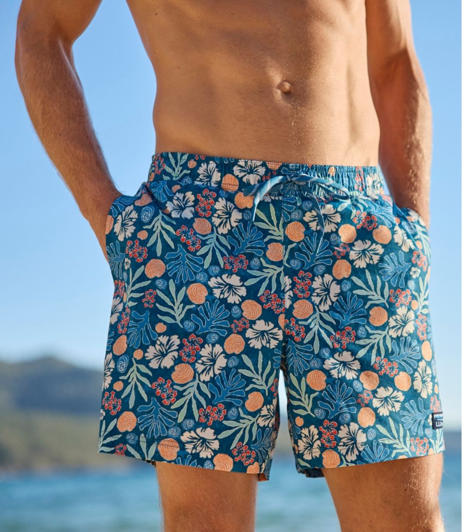 L.L.Bean Men's Vacationland Stretch Swim Trunks, Print, 6" CLOTHING|SALE