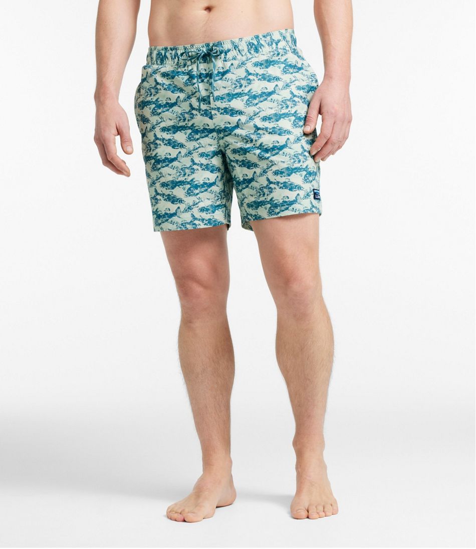 L.L.Bean Men's Vacationland Stretch Swim Trunks, Print, 6" CLOTHING|SALE