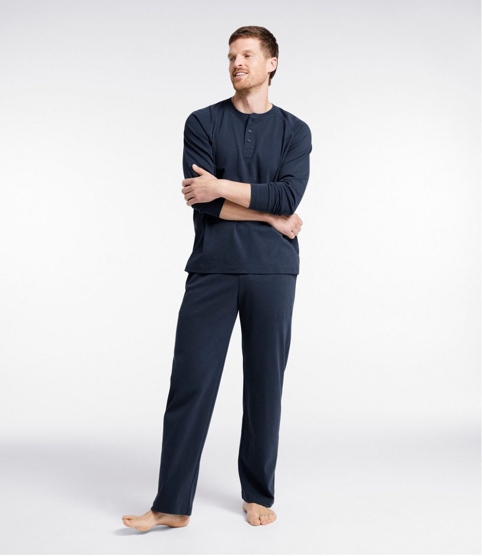 L.L.Bean Men's Bean's Cotton Knit Pajamas, Henley PJ Set CLOTHING|SALE