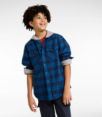 L.L.Bean Kids' Fleece-Lined Flannel Shirt, Hooded Plaid CLOTHING|SALE