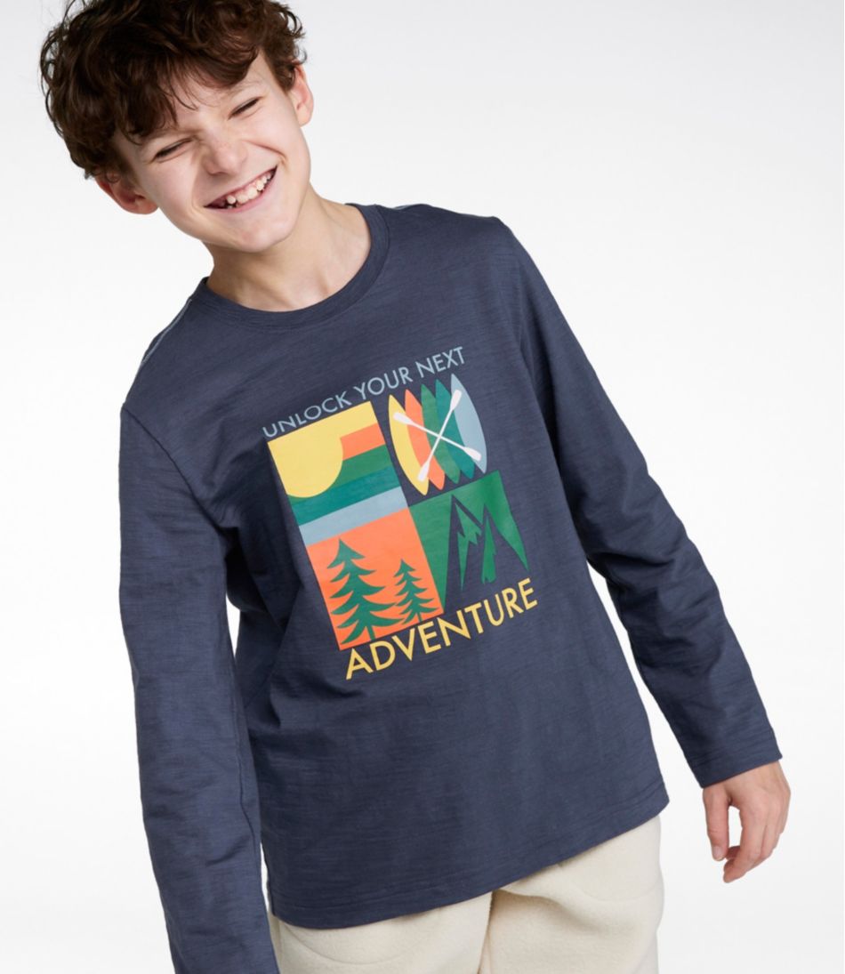 L.L.Bean Kids' Graphic Tee, Long-Sleeve Glow-in-the-Dark CLOTHING